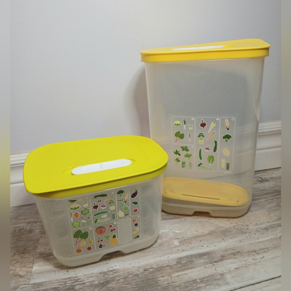 Tupperware FridgeSmart Container Bundle – 1.8 L & 3.2 L w/Insert – Produce Saver